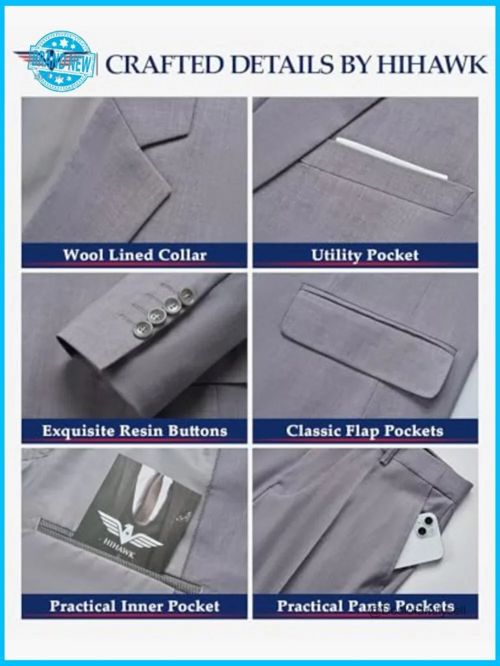 Slim Fit Suit Set Classic Elegant Business Wedding Prom Formal Wear